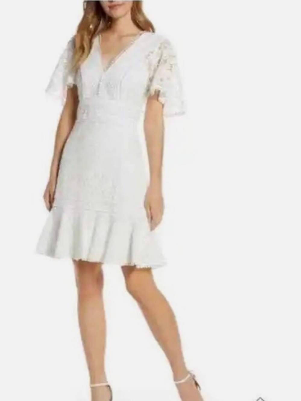Ivory Lace V-Neck Women's Dress